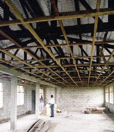 Construction progress on Ghana Bible College classrooms October 2000
